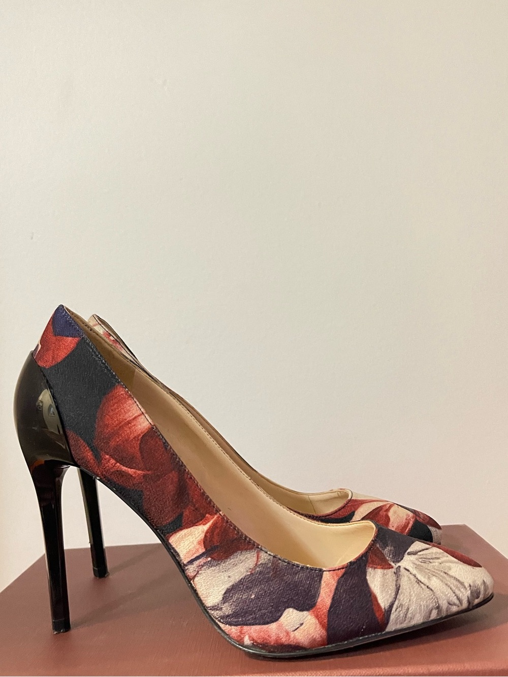 Nine West Floral Pointed-Toe Stiletto Pumps - Red, Black, Cream